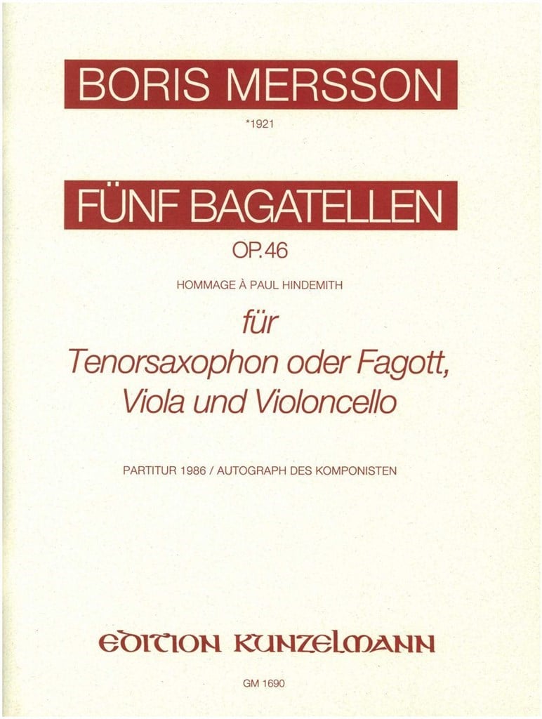 5 Bagatellen, Hommage À Paul Hindemith
